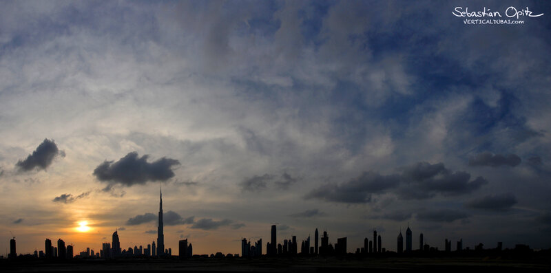 Dubai skyline at sunset