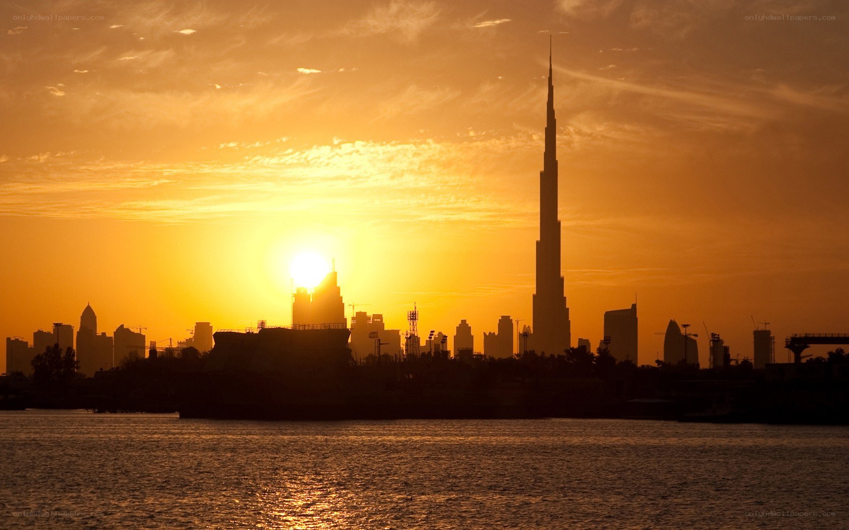 Dubai skyline at sunset