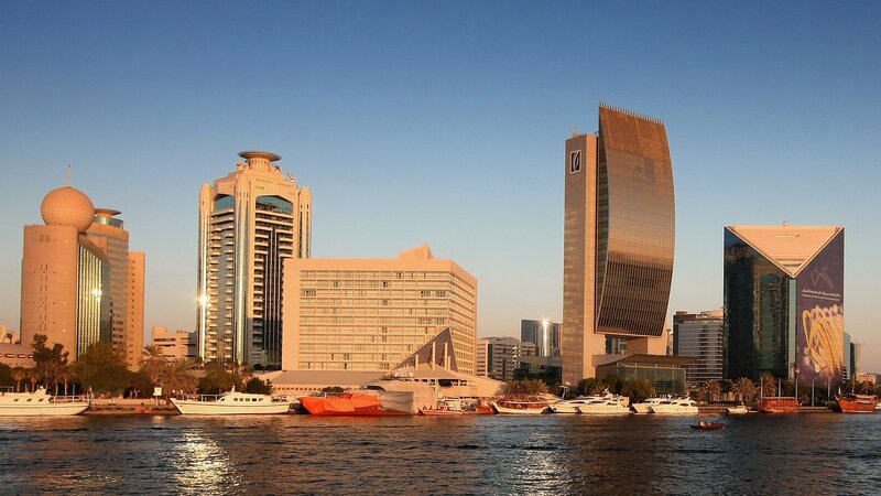 Dubai Skyline at Sunset — Blue