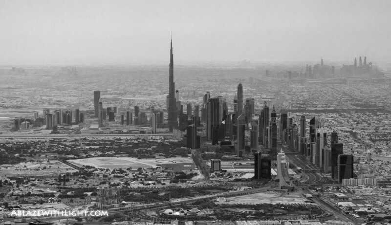 Dubai Skyline — Black, Dramatic