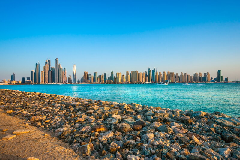 Dubai Skyline — Blue, Serene