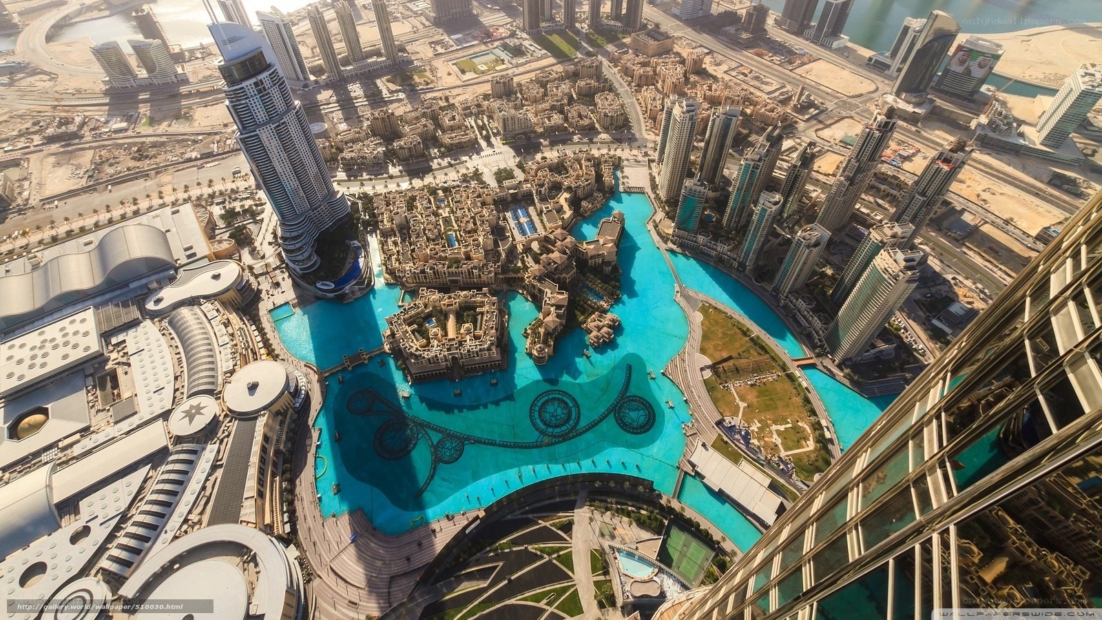Dubai skyline with fountain