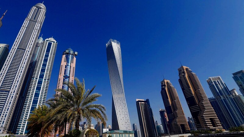 Dubai skyline with skyscrapers