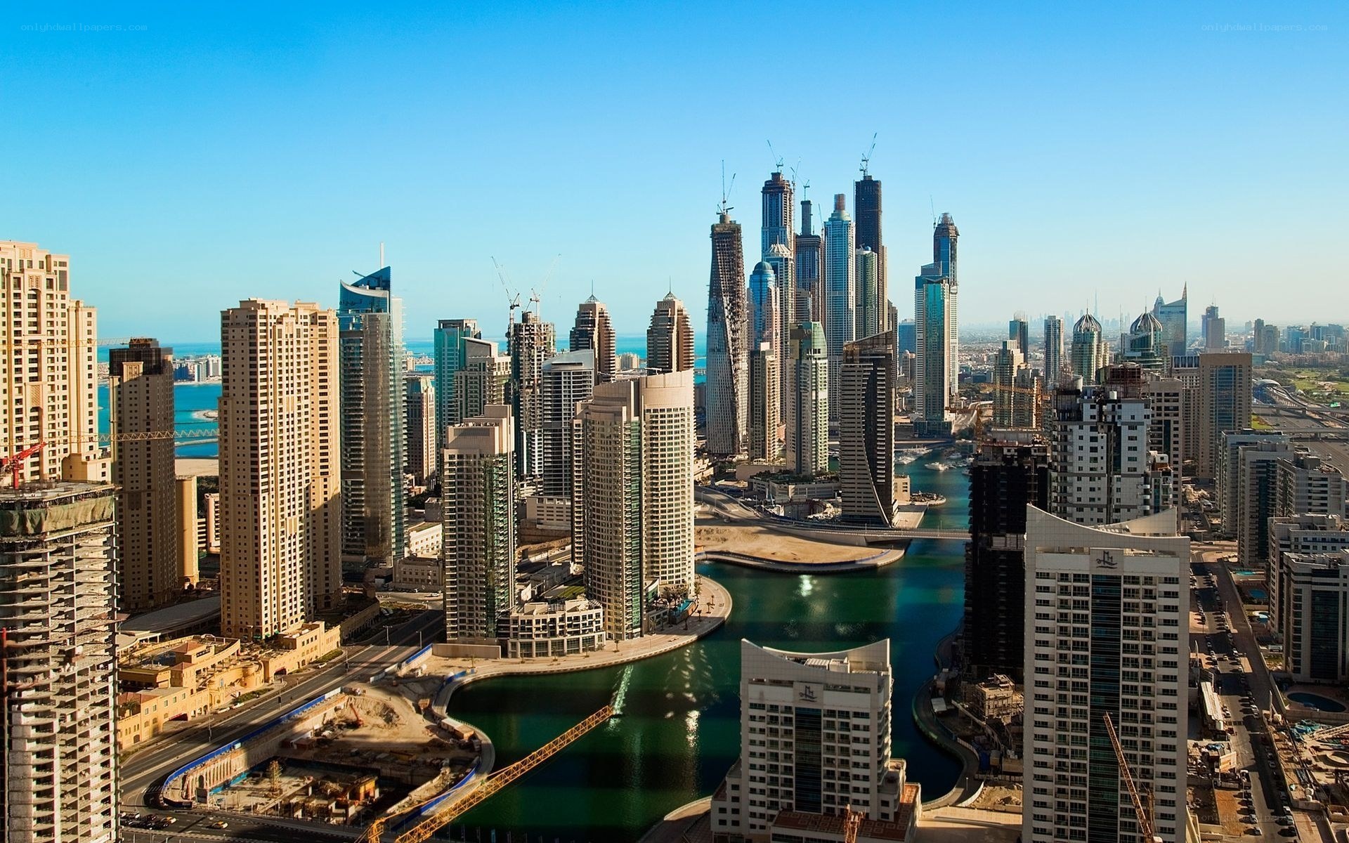 Dubai skyline with skyscrapers