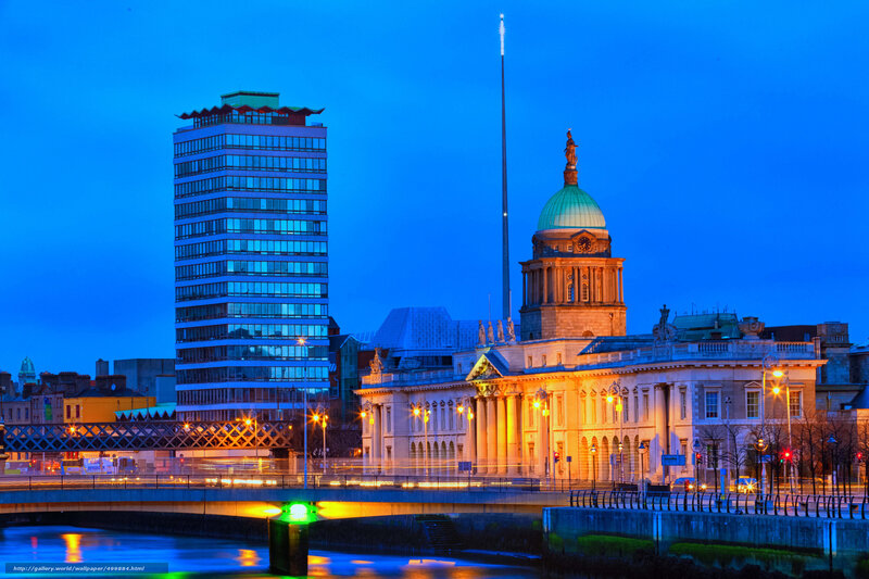 Dublin city skyline at dusk