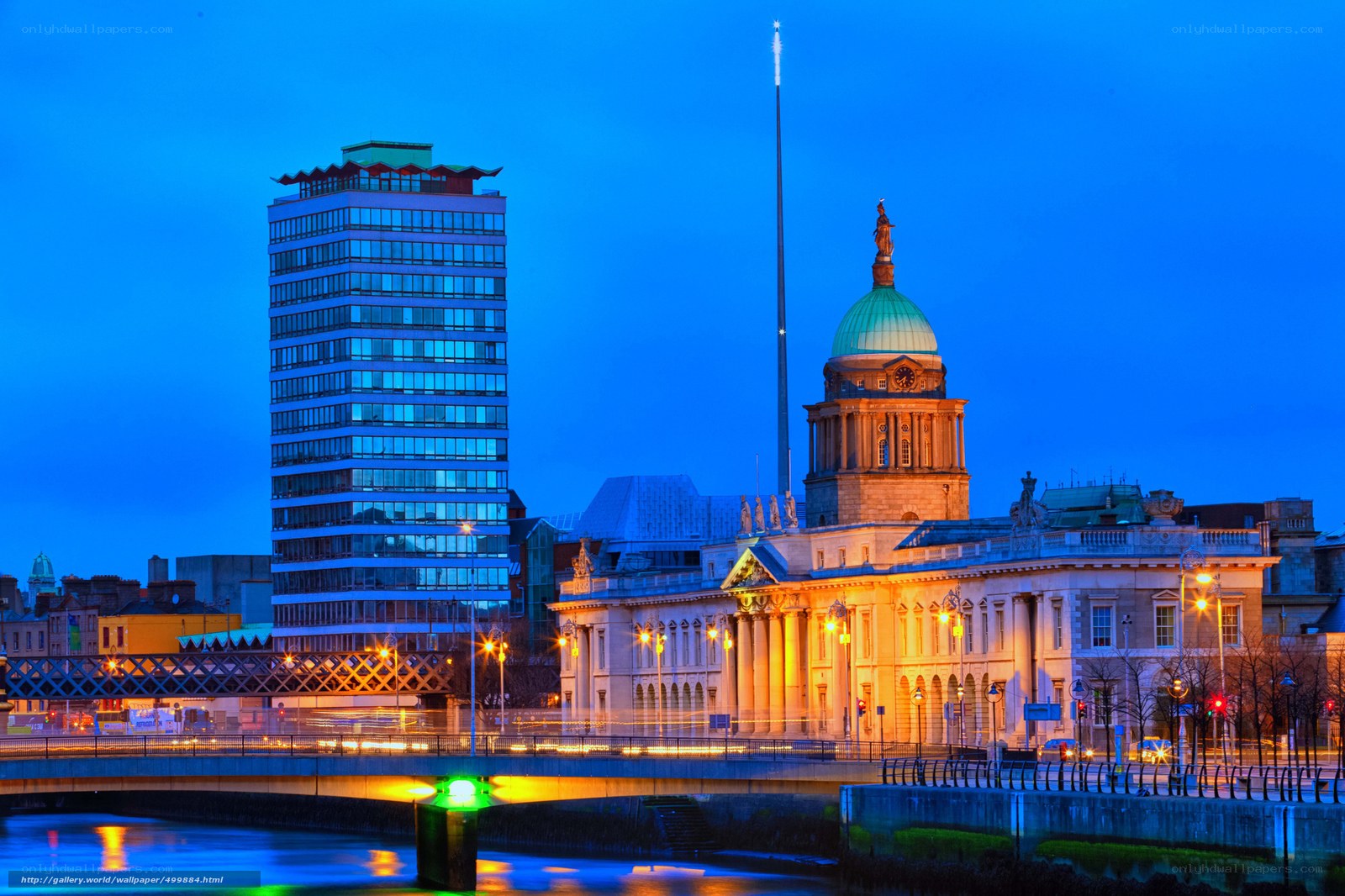 Dublin city skyline at dusk