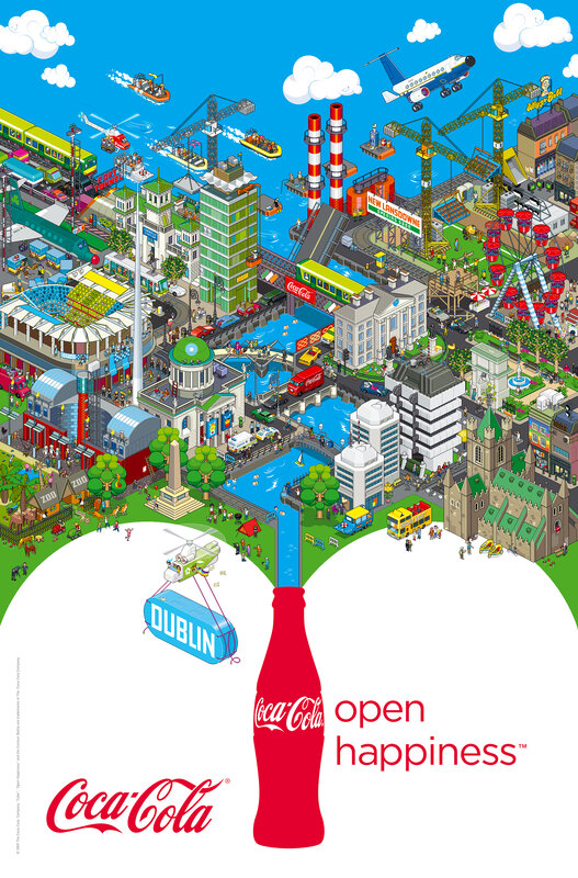 Dublin cityscape with Coca-Cola