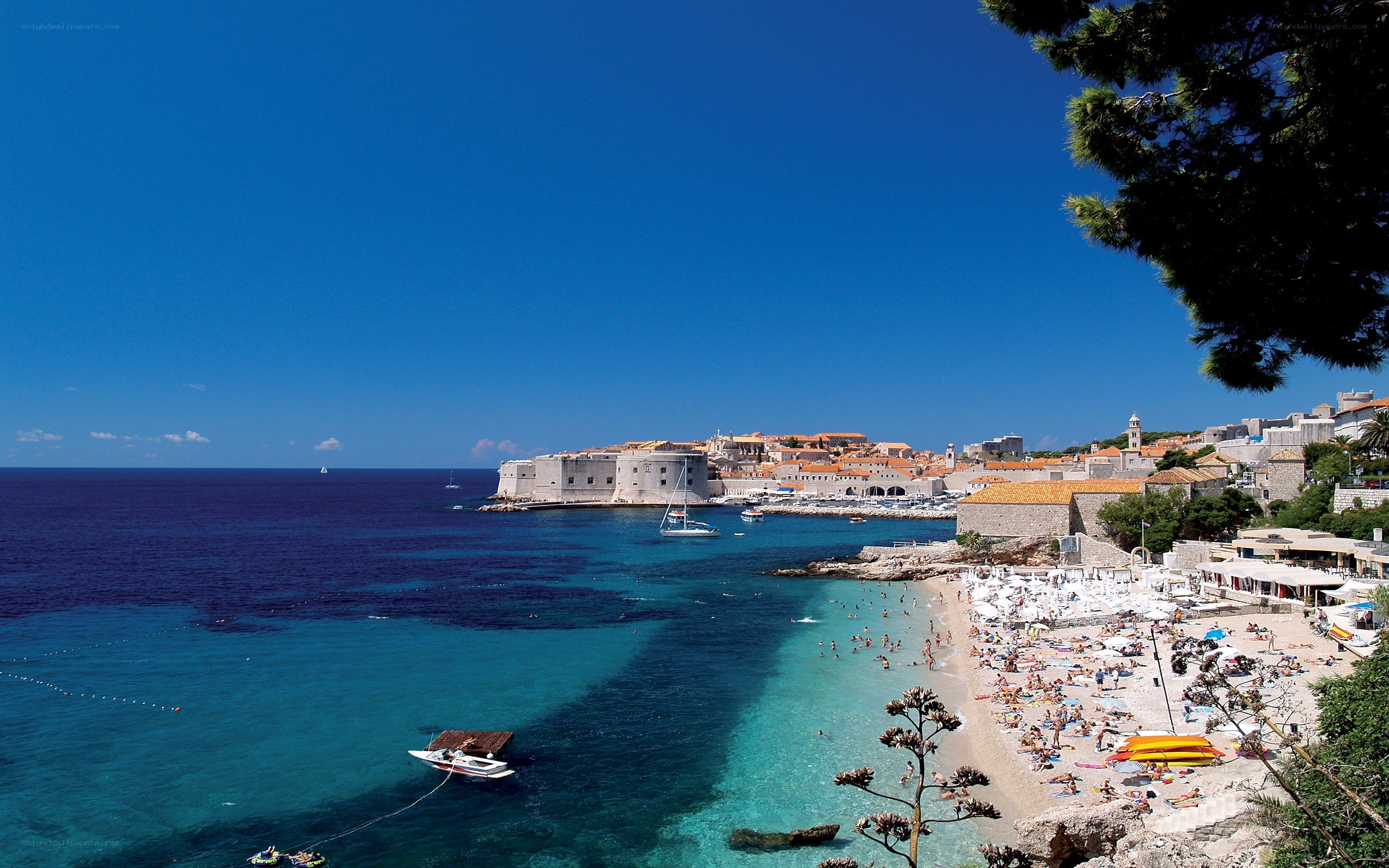 Dubrovnik beach and old town