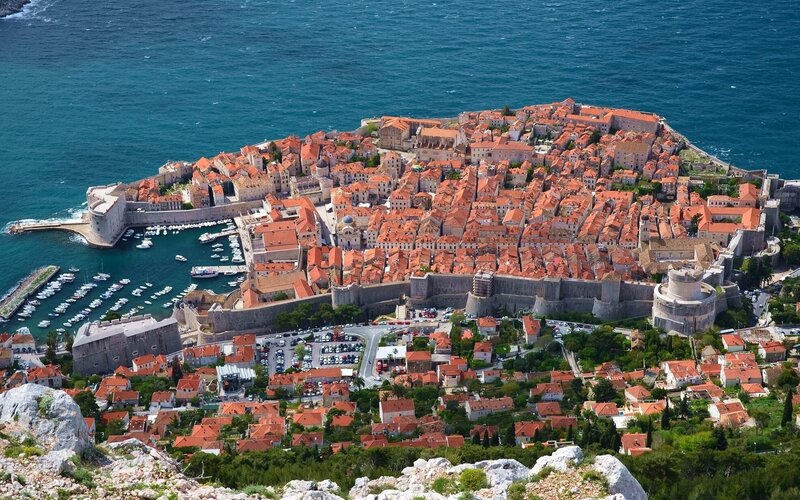 Dubrovnik old town aerial view