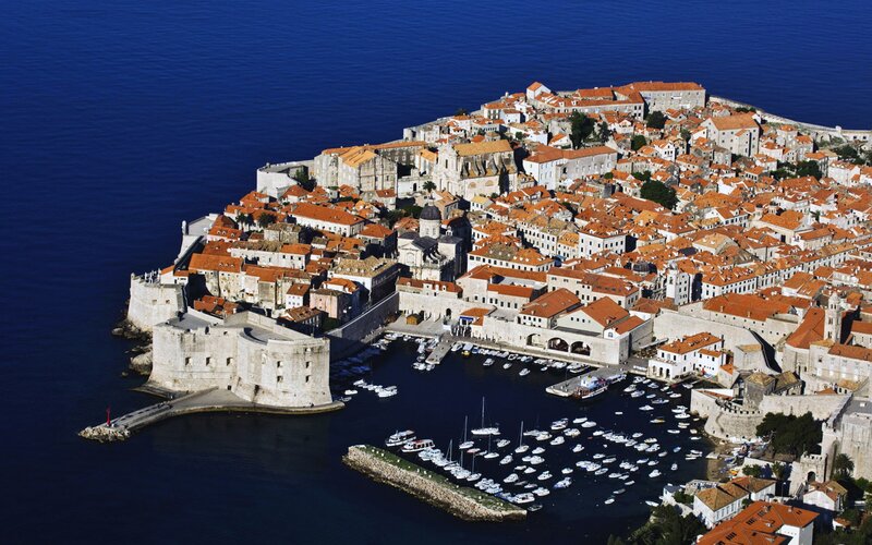 Dubrovnik old town aerial view