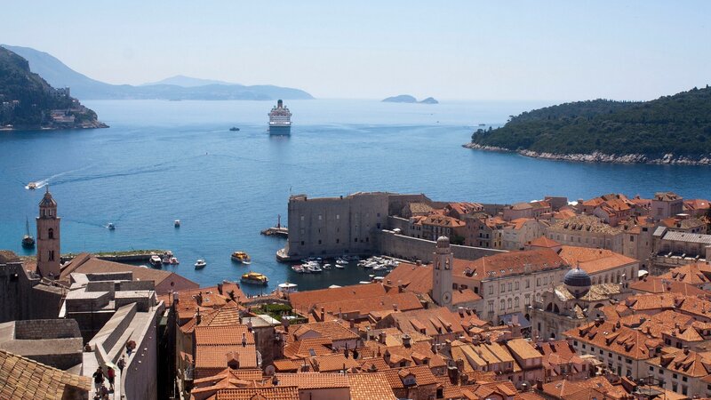Dubrovnik Old Town — Blue, Serene, Afternoon, Photograph, Cruise Ship