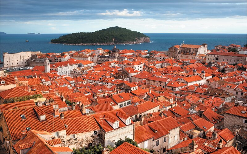 Dubrovnik's red-roofed cityscape