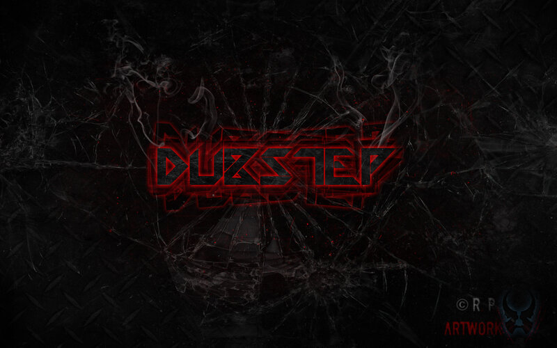 Dubstep logo on cracked glass