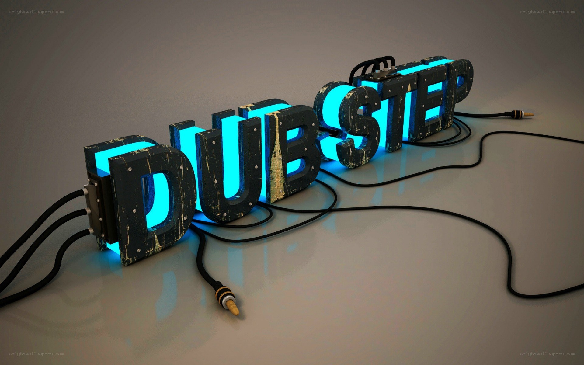 Dubstep neon sign with cables