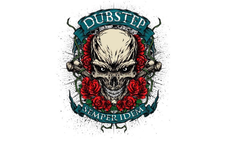 Dubstep skull and roses design