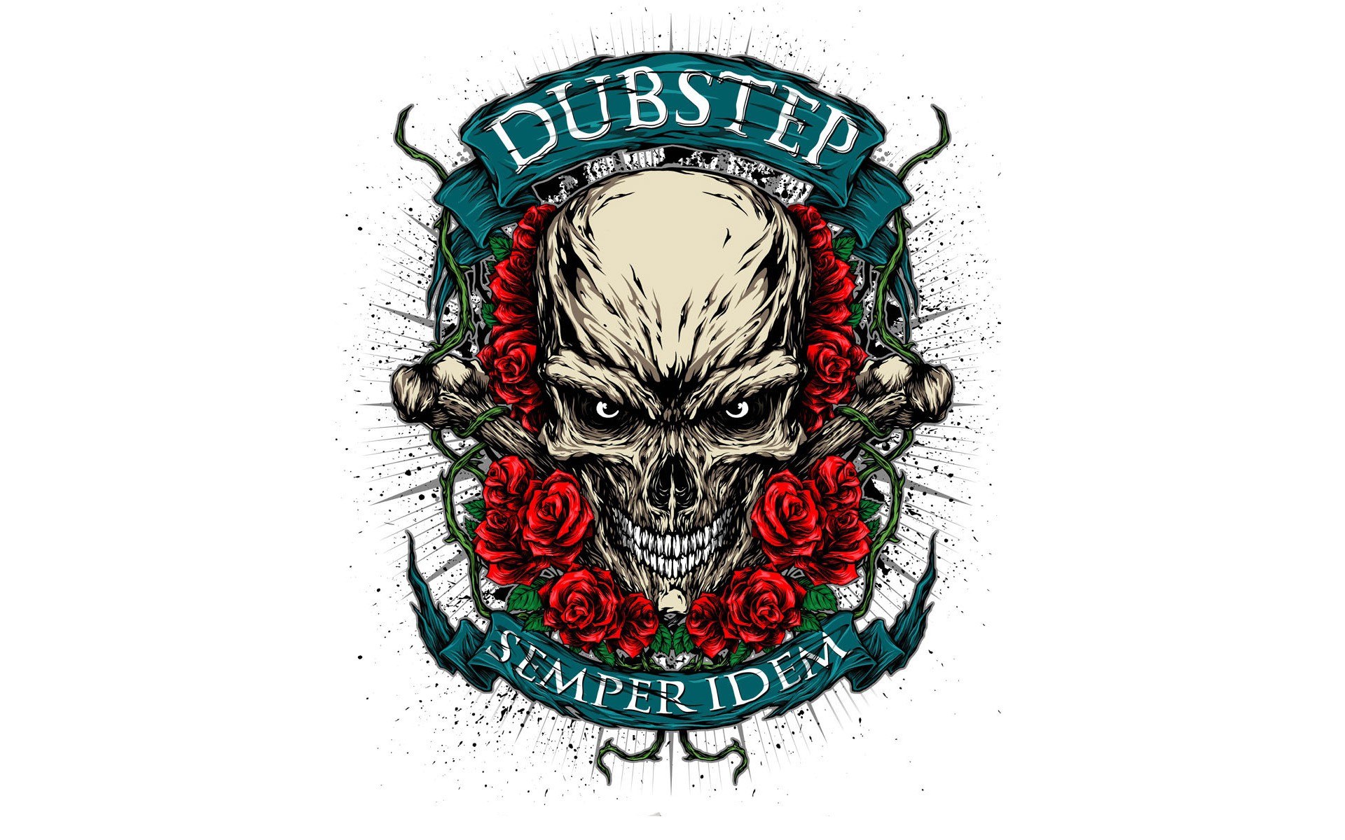 Dubstep skull and roses design
