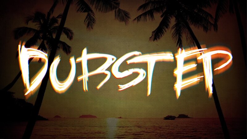 Dubstep text over tropical scene