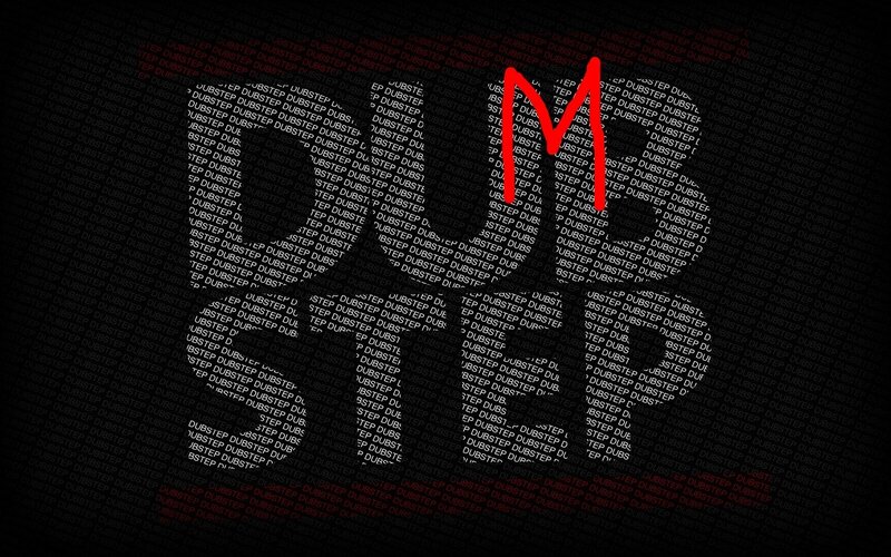 Dubstep text pattern with red M