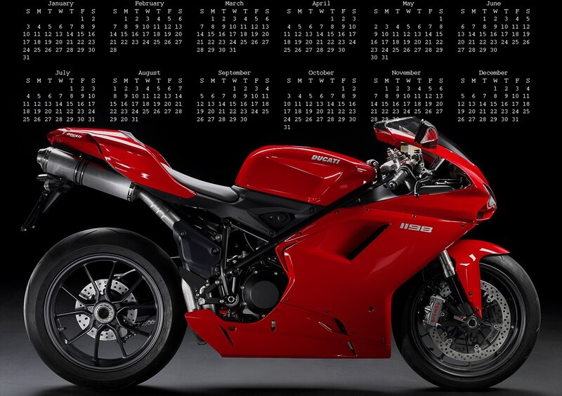 Ducati 1198 motorcycle calendar