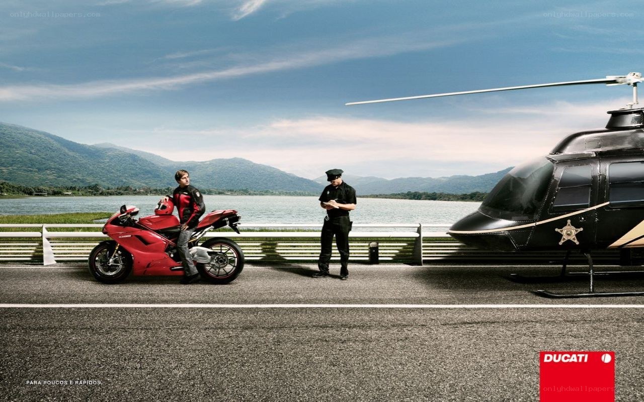 Ducati motorcycle ad with police