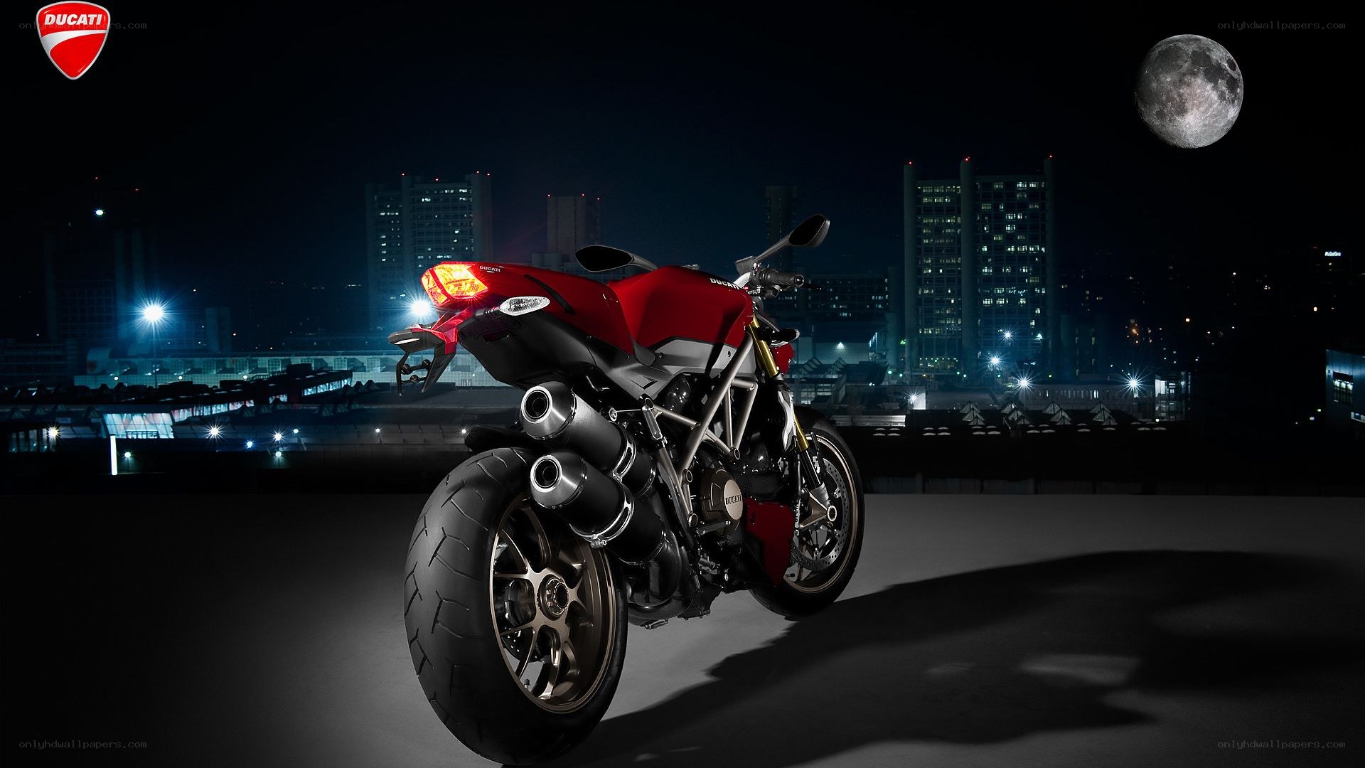 Ducati motorcycle at night