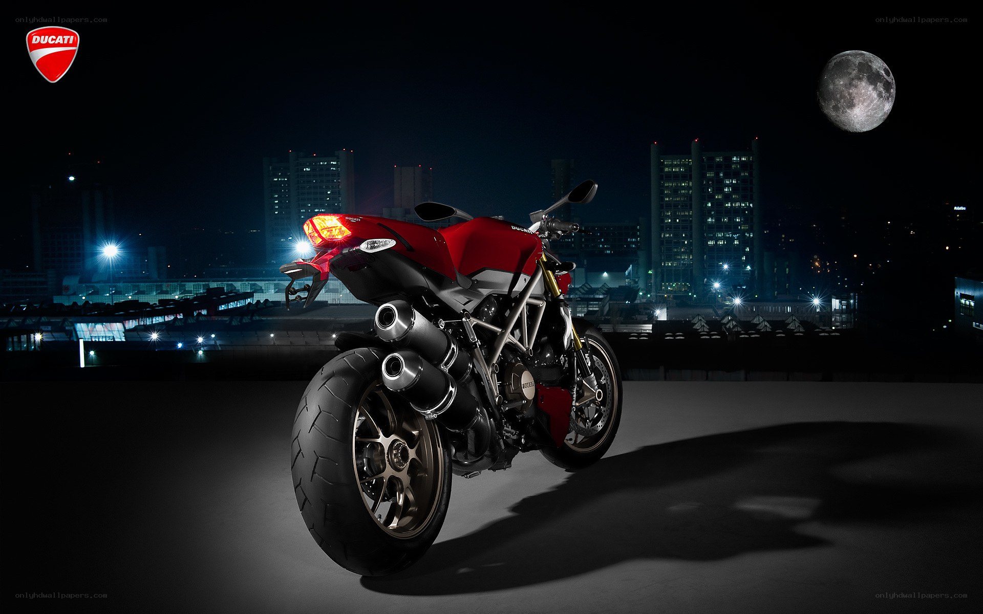 Ducati motorcycle at night