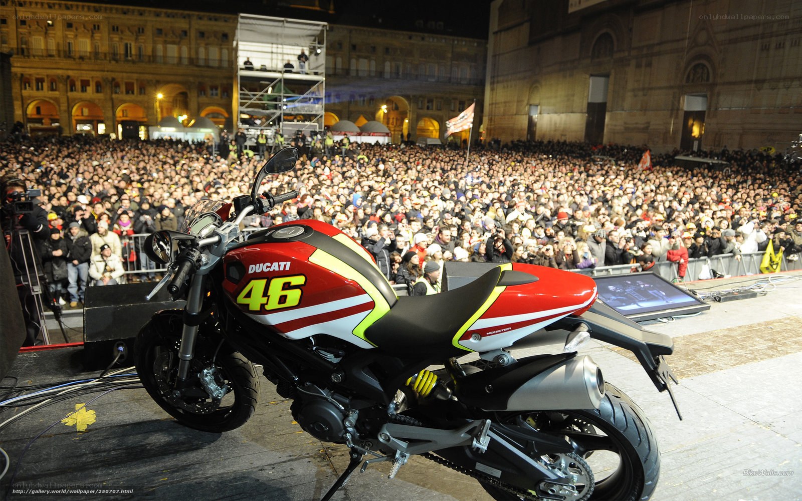 Ducati motorcycle at night event