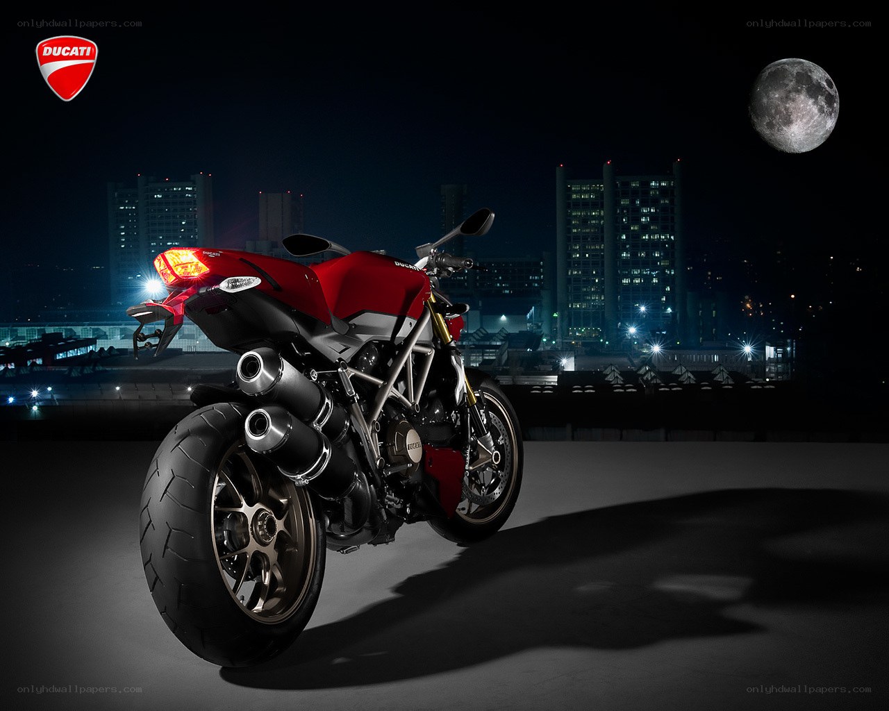 Ducati motorcycle at night