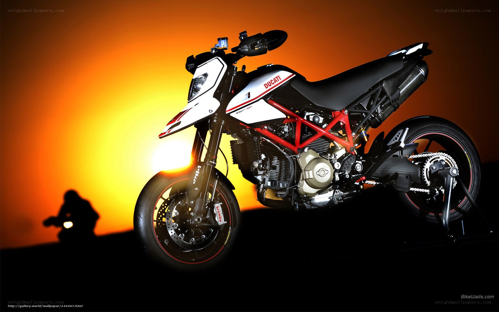 Ducati motorcycle at sunset