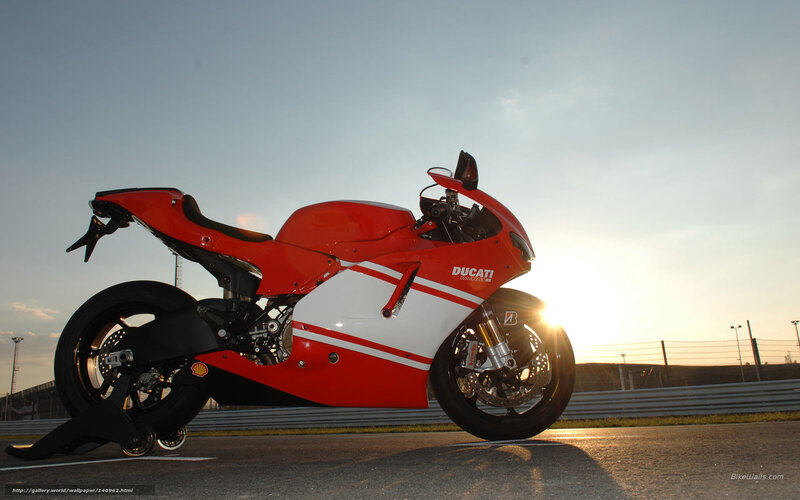 Ducati motorcycle at sunset