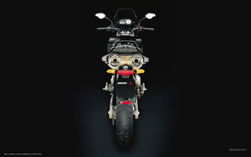 Ducati Motorcycle — Black, Dramatic, Photograph, Exhaust Pipes, Headlights