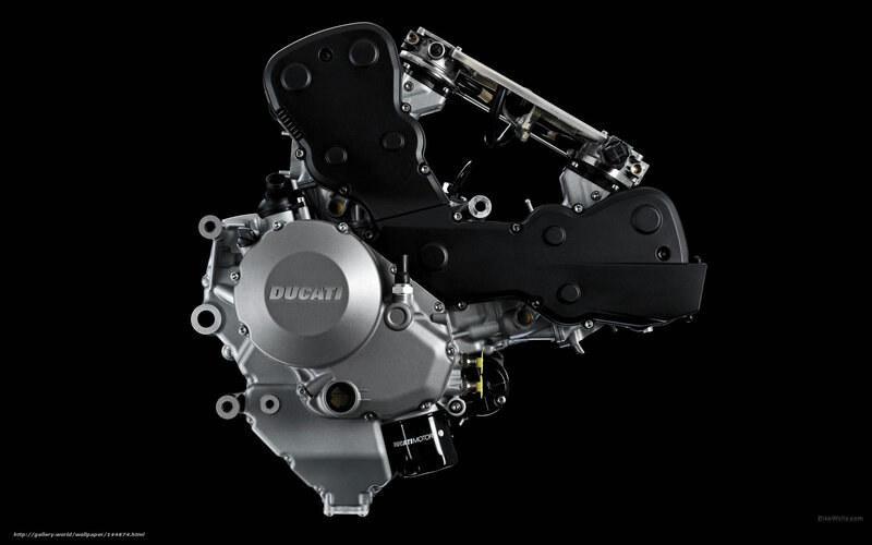 Ducati Motorcycle Engine — Black, Dramatic, Photograph, Black Background