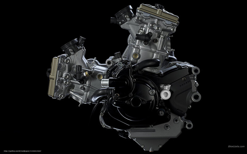 Ducati Motorcycle Engine — Black, Dramatic, Photograph
