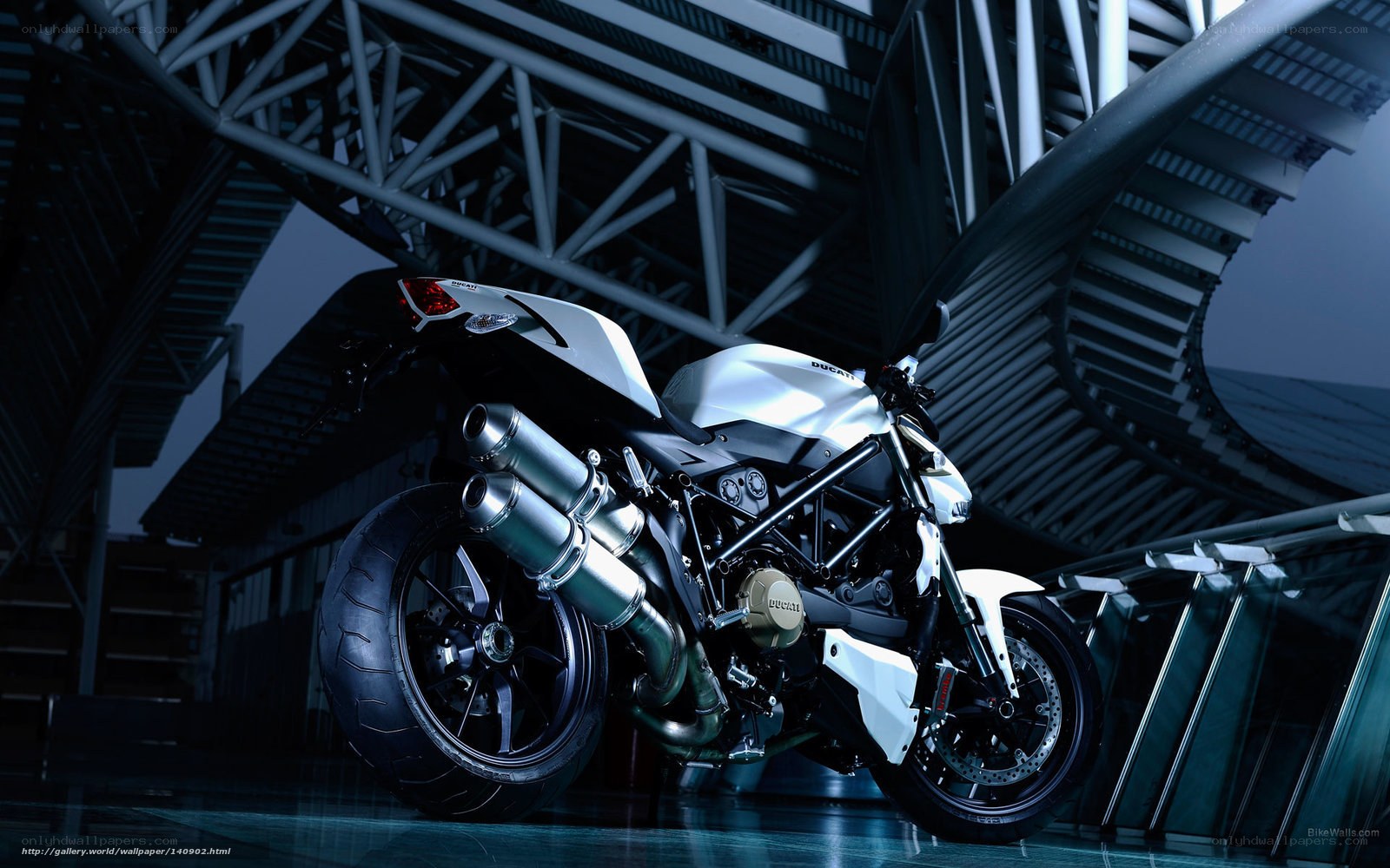 Ducati motorcycle in modern structure