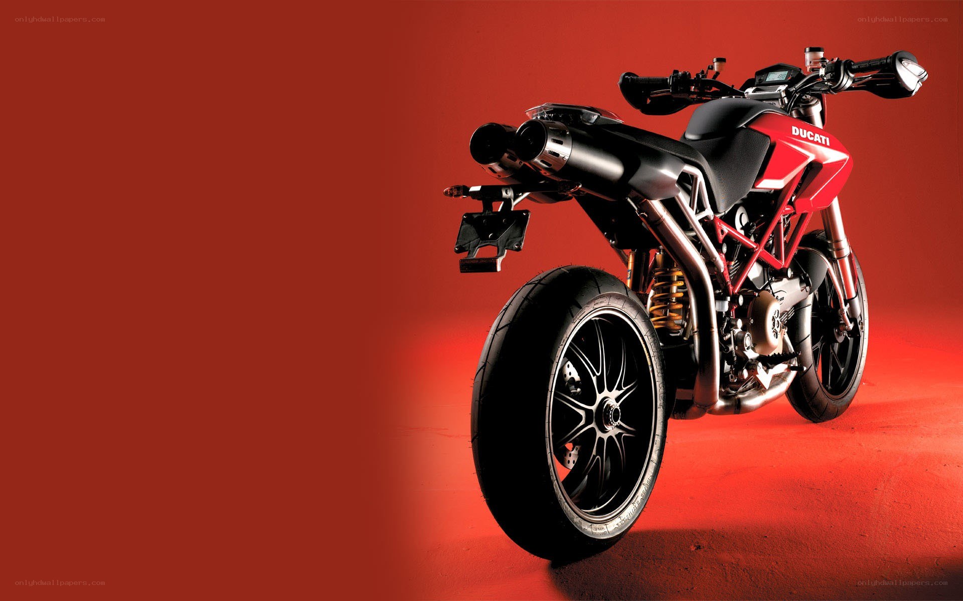 Ducati motorcycle on red background