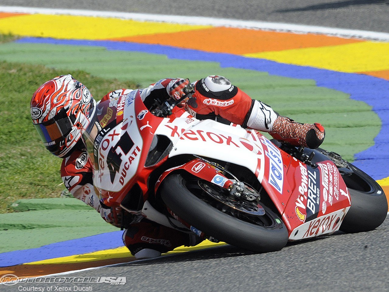 Ducati motorcycle racer in action