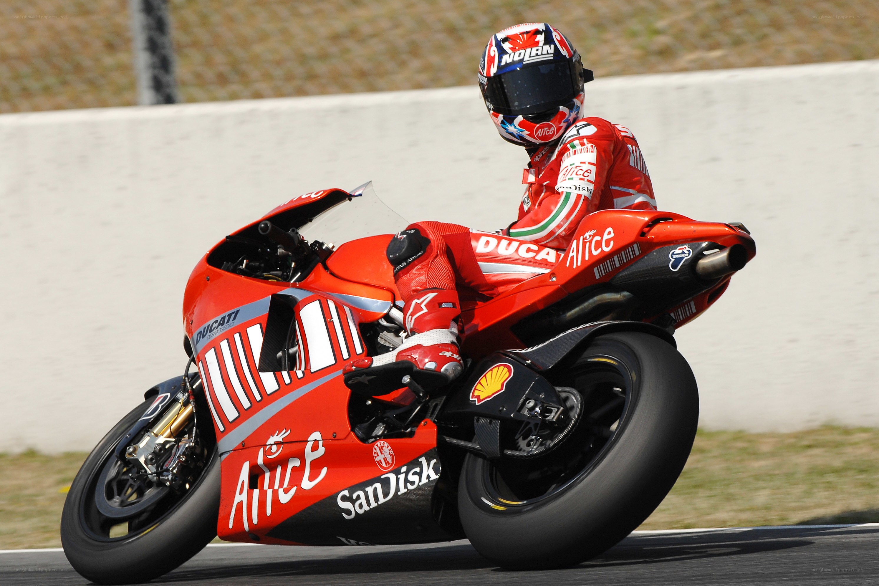 Ducati motorcycle racer in action
