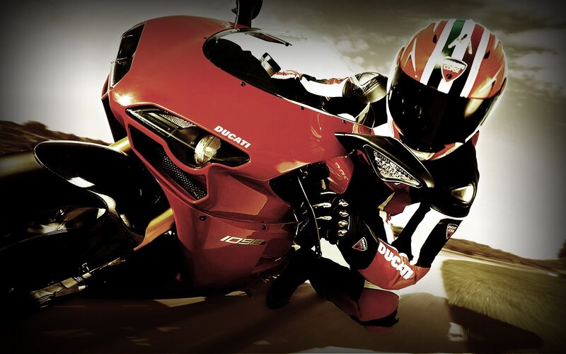 Ducati motorcycle rider in action