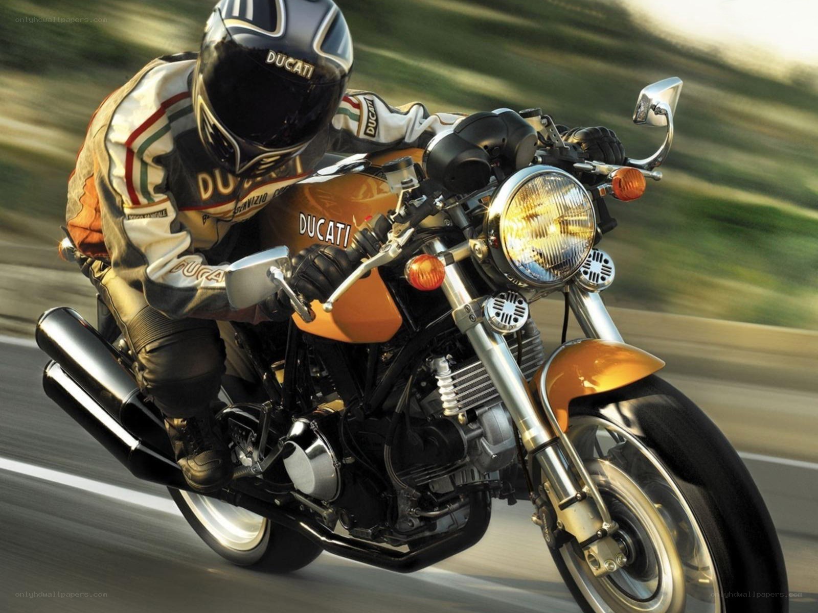Ducati motorcycle rider in motion
