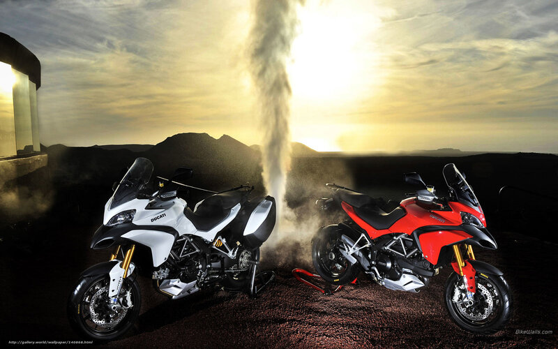 Ducati motorcycles at sunset
