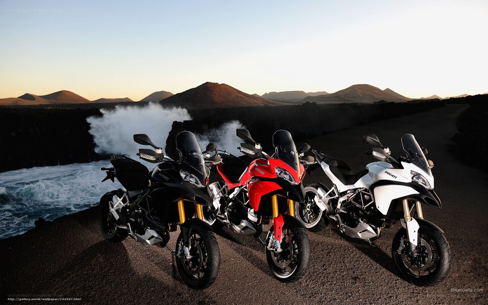Ducati motorcycles on coast