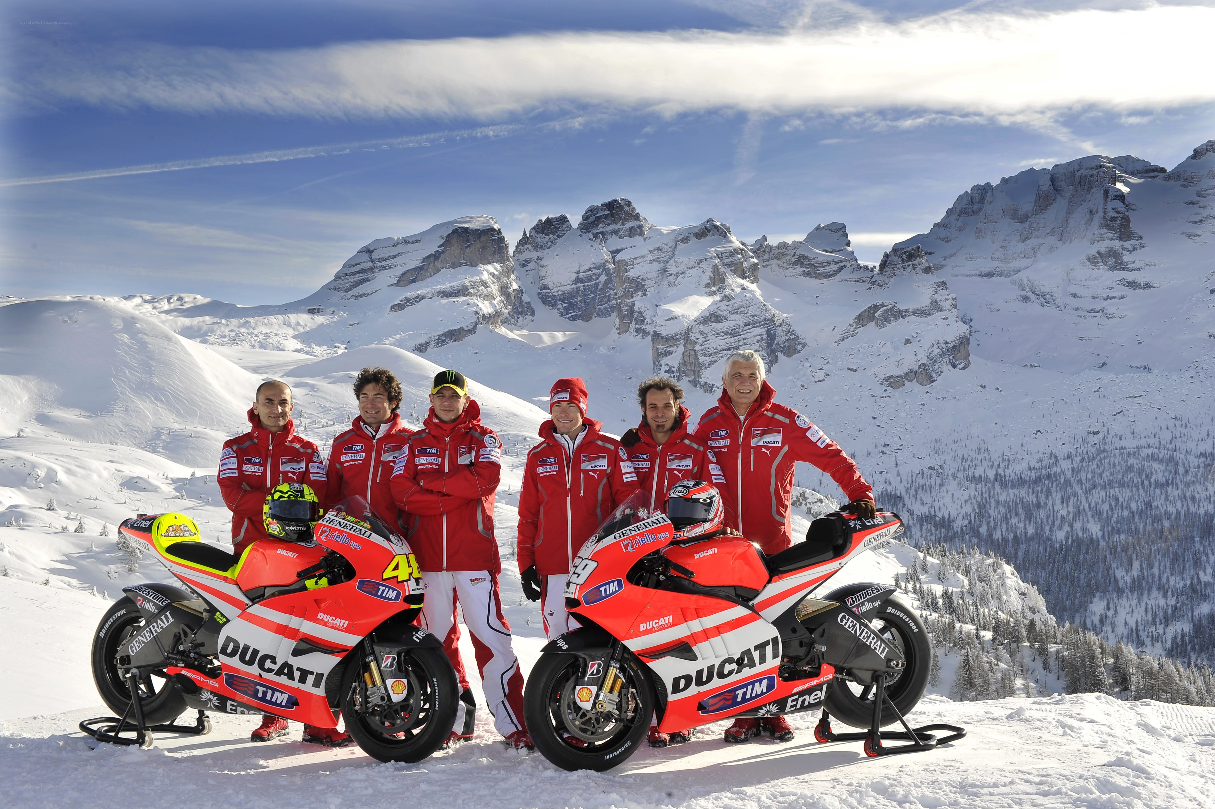 Ducati team in the mountains