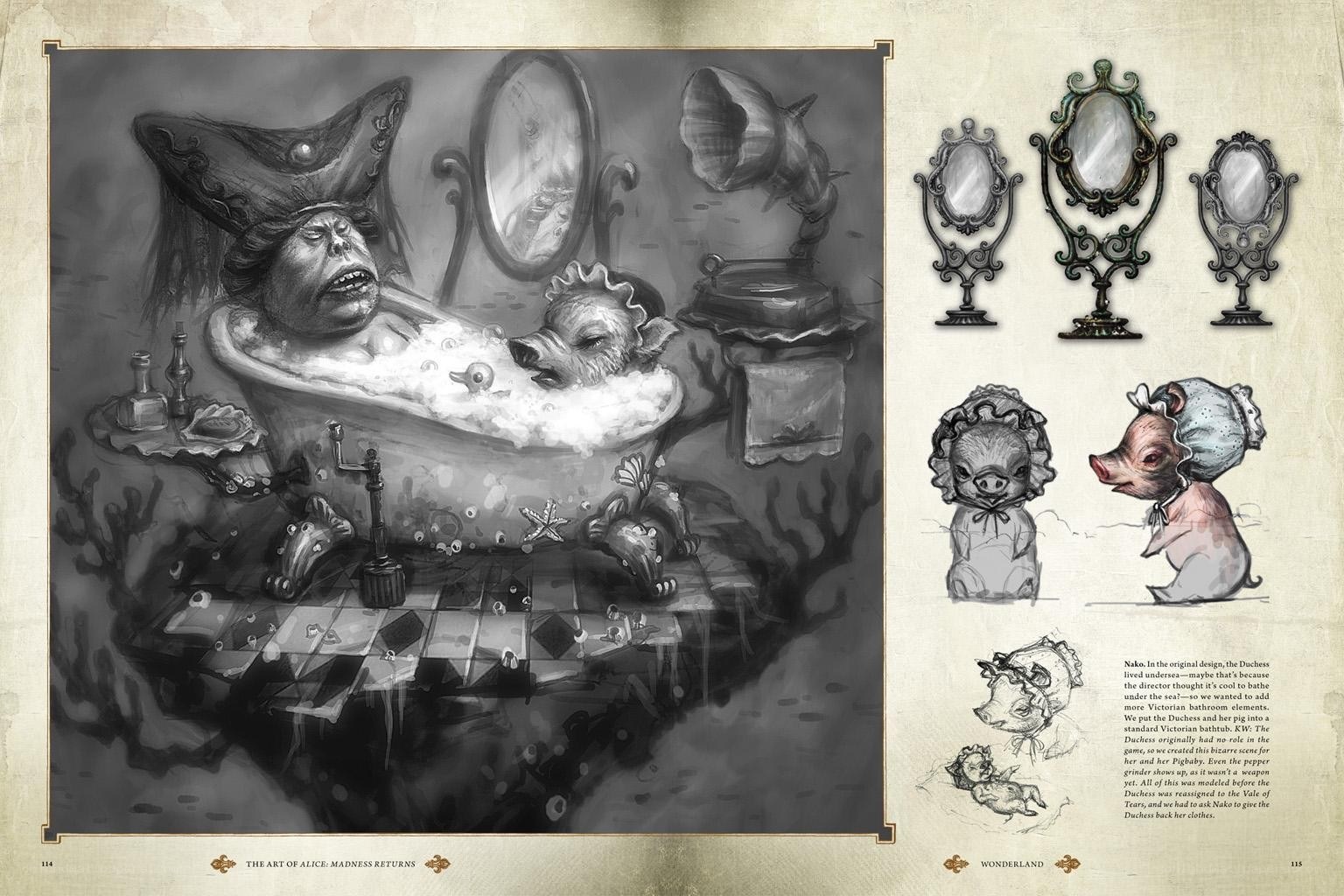 Duchess in bathtub concept art
