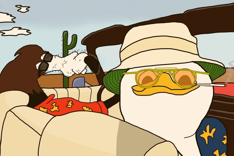 Duck and Dog in Car