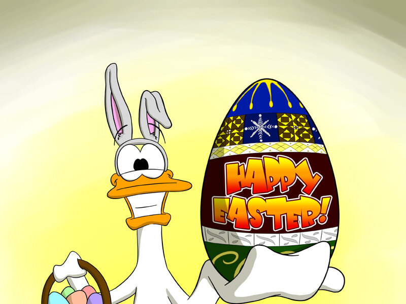 Duck Character Holding Egg