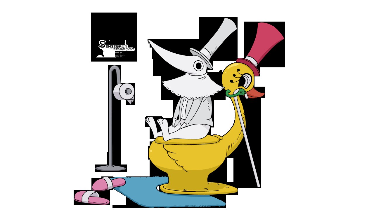 duck character on toilet