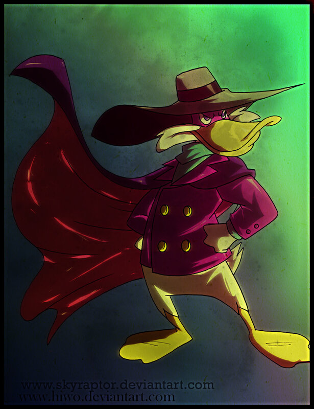 Duck in a purple coat