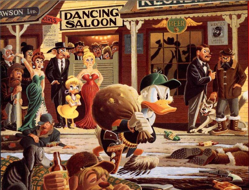 Duck in a saloon brawl