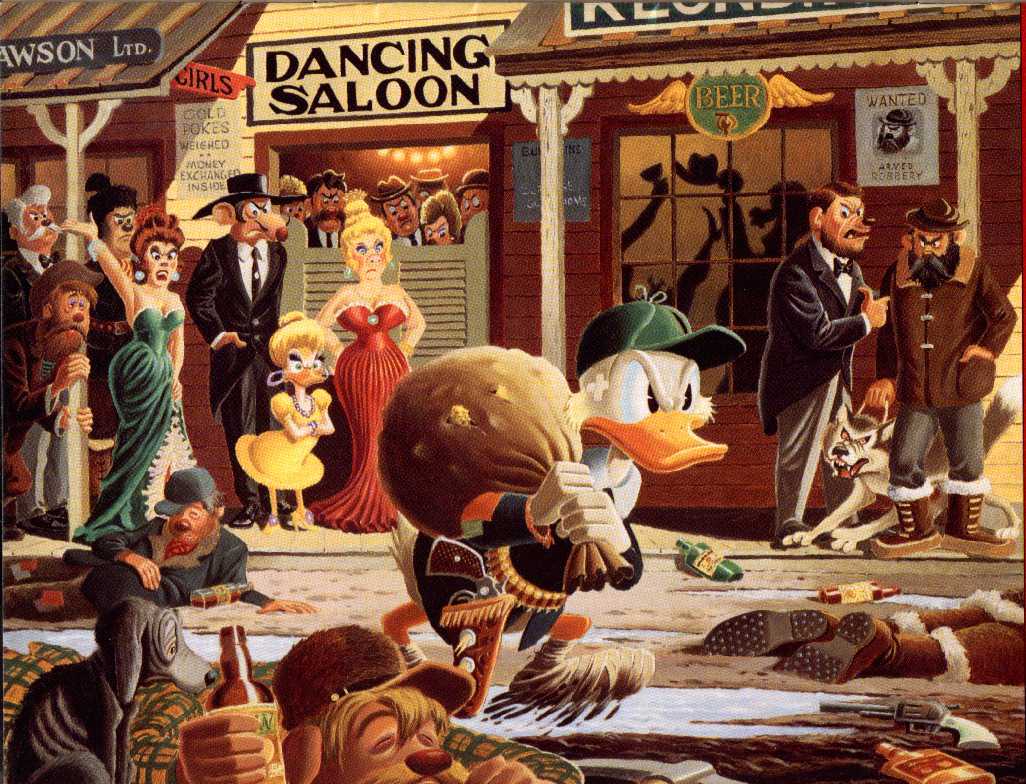 Duck in a saloon brawl