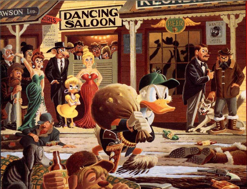 Duck in a saloon brawl